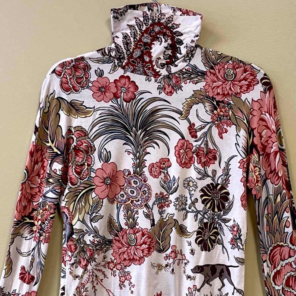 Etro | Lightweight Viscose Turtleneck in Botanical Print, Sz 48 / M ♥ GUC*